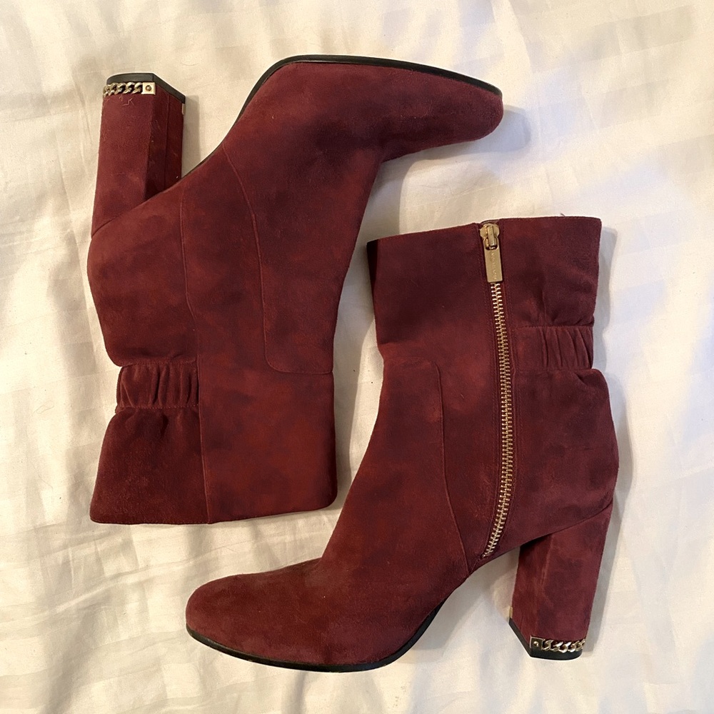 Michael Kors dark fuchsia suede boots, Size 9.